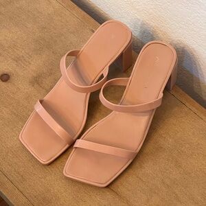 Jeffrey Campbell Square Toe Nude Jelly Jamm-2 Strappy Slide Sandals